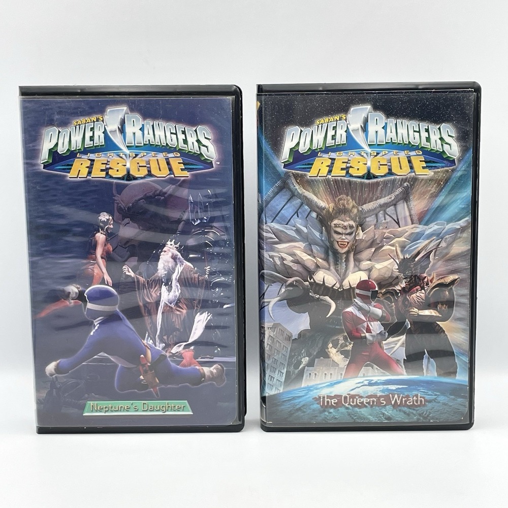 Vintage 2 Power Rangers VHS Lightspeed Rescue Neptune's Daughter Queen's Wrath